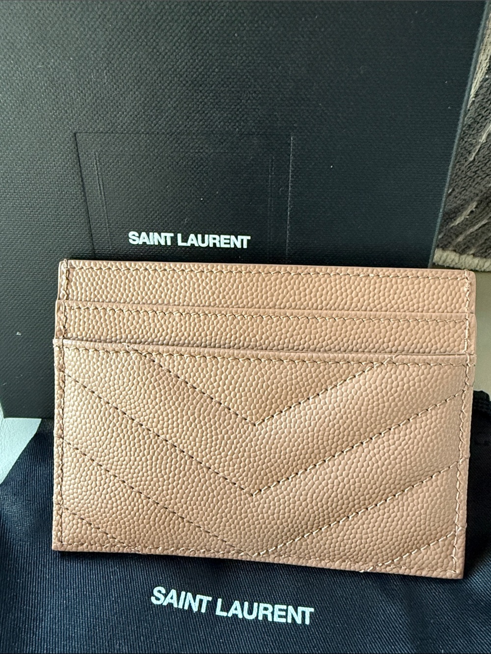 NWT, Saint Laurent YSL Monogram Card Holder – Grain de Poudre Leather - Picture 7 of 8